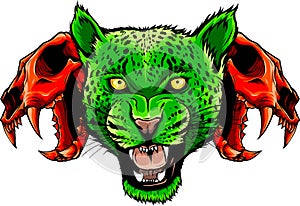 Roaring Panther Head Leopard on white background. vector illustration