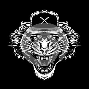 Roaring Tiger in Snapback Vector Art