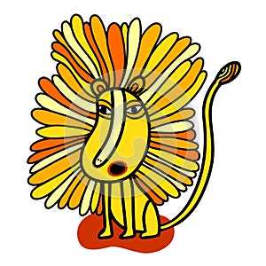 Roaring yellow lion