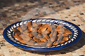 Roast Almond in white dish