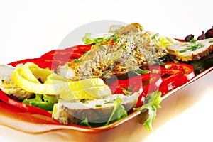 Roast atlantic tuna with vegetables