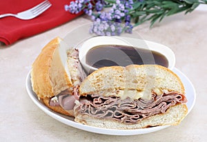 Roast Beef Dip Sandwich.