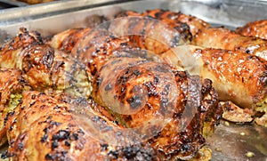 Roast beef at a restaurant buffet carvery