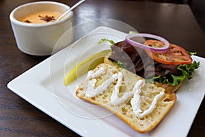 Roast Beef Sandwich and Soup