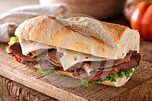Roast Beef and Swiss on Baguette photo