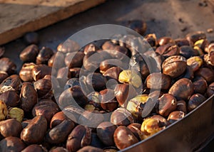 Roast chestnuts cooked over the gril