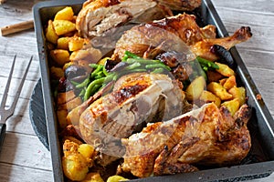 Roast Chicken Dinner with potatoes and vegetables