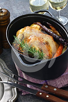 Roast chicken in dutch oven