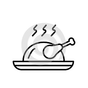 Roast chicken icon vector isolated on white background, Roast chicken sign , thin line design elements in outline style