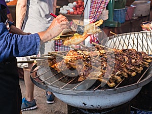 Roast chicken in local market