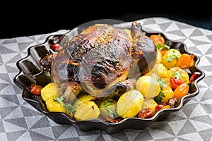 Roast chicken with potatoes