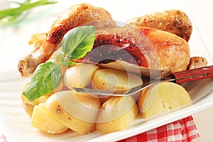 Roast chicken and potatoes