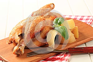 Roast chicken and potatoes