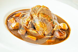 Roast chicken with red wine sauce