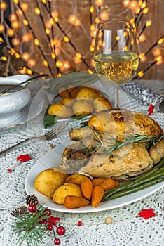 Roast Christmas chicken dinner