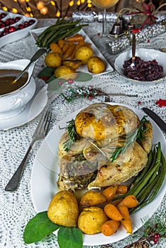 Roast Christmas chicken dinner