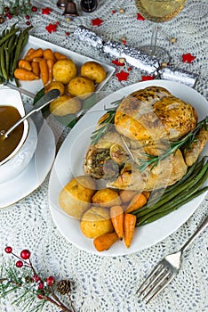 Roast Christmas chicken dinner