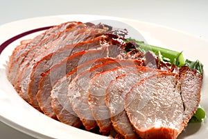 Roast duck on plate