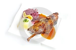 Roast duck with potato dumpling