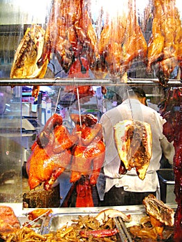 Roast Ducks in the shopping window, Chinatown, New York City. photo