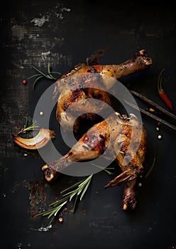 Roast Gourmet Chicken Legs with Garlic and Rosemary