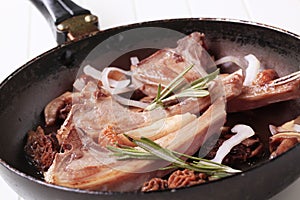 Roast lamb chops and mushrooms