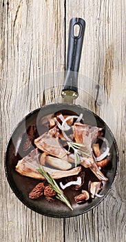 Roast lamb chops and mushrooms