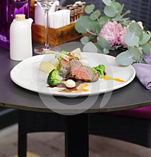 Roast lamb with vegetables