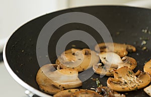 Roast mushrooms with spice in oil