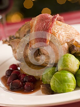 Roast Partridge Potato Cake Brussel Sprouts