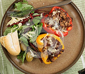 Roast peppers and salad