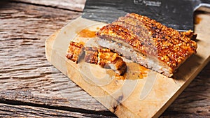 Roast Pork Belly on wooden