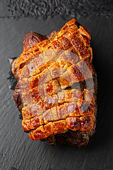 Roast pork boneless shoulder with crispy crackling