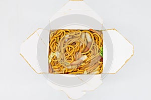 Roast Pork Lo Mein in a Chinese Takeout Box