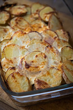 Roast potato moussaka ready for serving