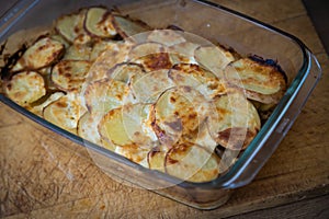 Roast potato moussaka ready for serving