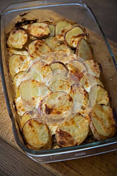 Roast potato moussaka ready for serving