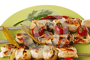 Roast shish kebab with vegetables