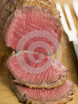 Roast Topside of British Beef carved photo