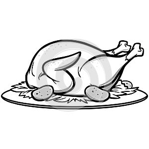 Roast Turkey Dinner Illustration