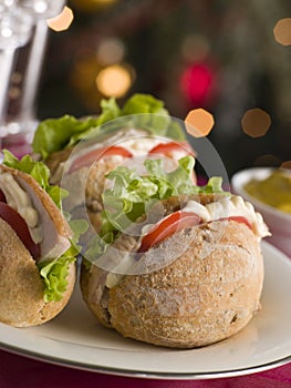 Roast Turkey Rolls with Lettuce Tomato