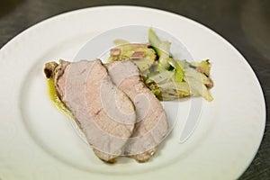 Roast veal and asparagus