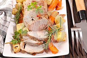 Roast veal and vegetable photo