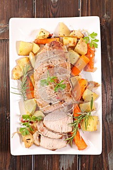 Roast veal and vegetable