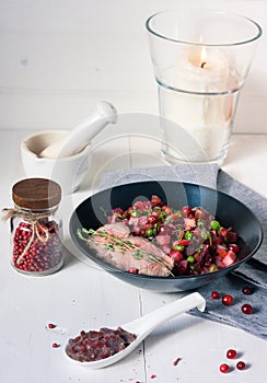 Roastbeef with seasoned beetroot and cranberries