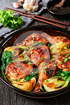 roasted asian glazed chicken thighs with bok choy