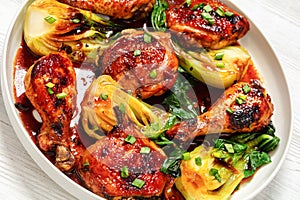 roasted asian glazed chicken thighs with bok choy