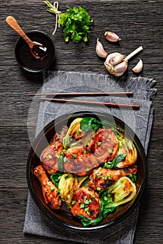 roasted asian glazed chicken thighs with bok choy