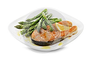 Roasted Asparagus and salmon with sauce