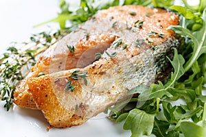 Roasted atlantic salmon .